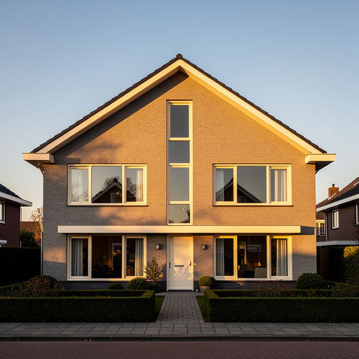 Kunststof kozijnen aan de voorgevel van een rijtjeshuis in Heemstede