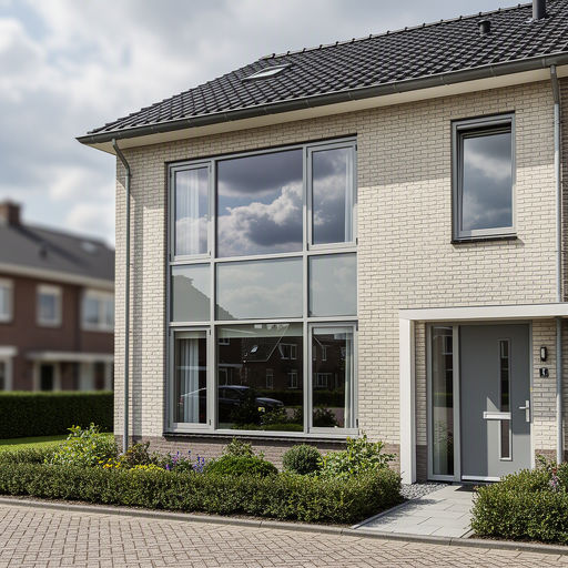 Witte kunststof draaikiepramen met HR++ glas in een rijtjeshuis