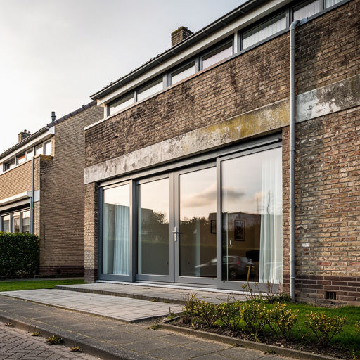 Witte kunststof hefschuifpui met HR++ glas in een rijtjeswoning