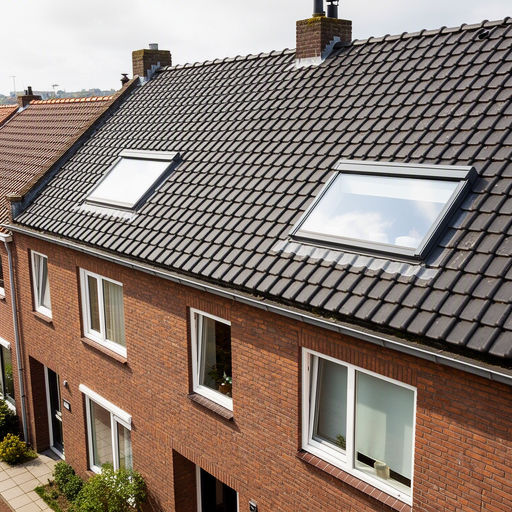Kunststof dakraam in het schuine dak van een woning in Heemstede