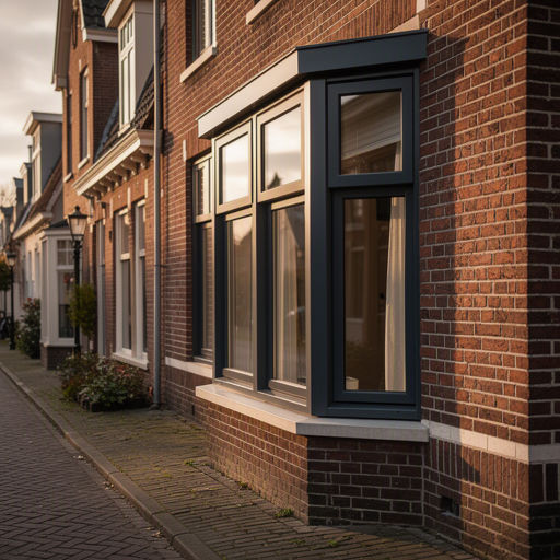 Antraciet kunststof kozijnen aan een gerenoveerde woning