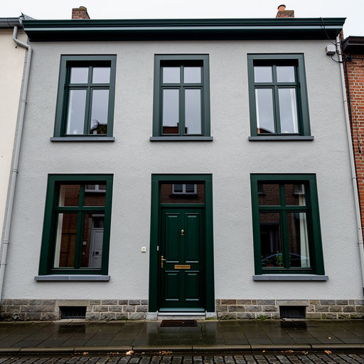 Gerenoveerd herenhuis met donkergroene kunststof kozijnen aan een stoep in Heemstede