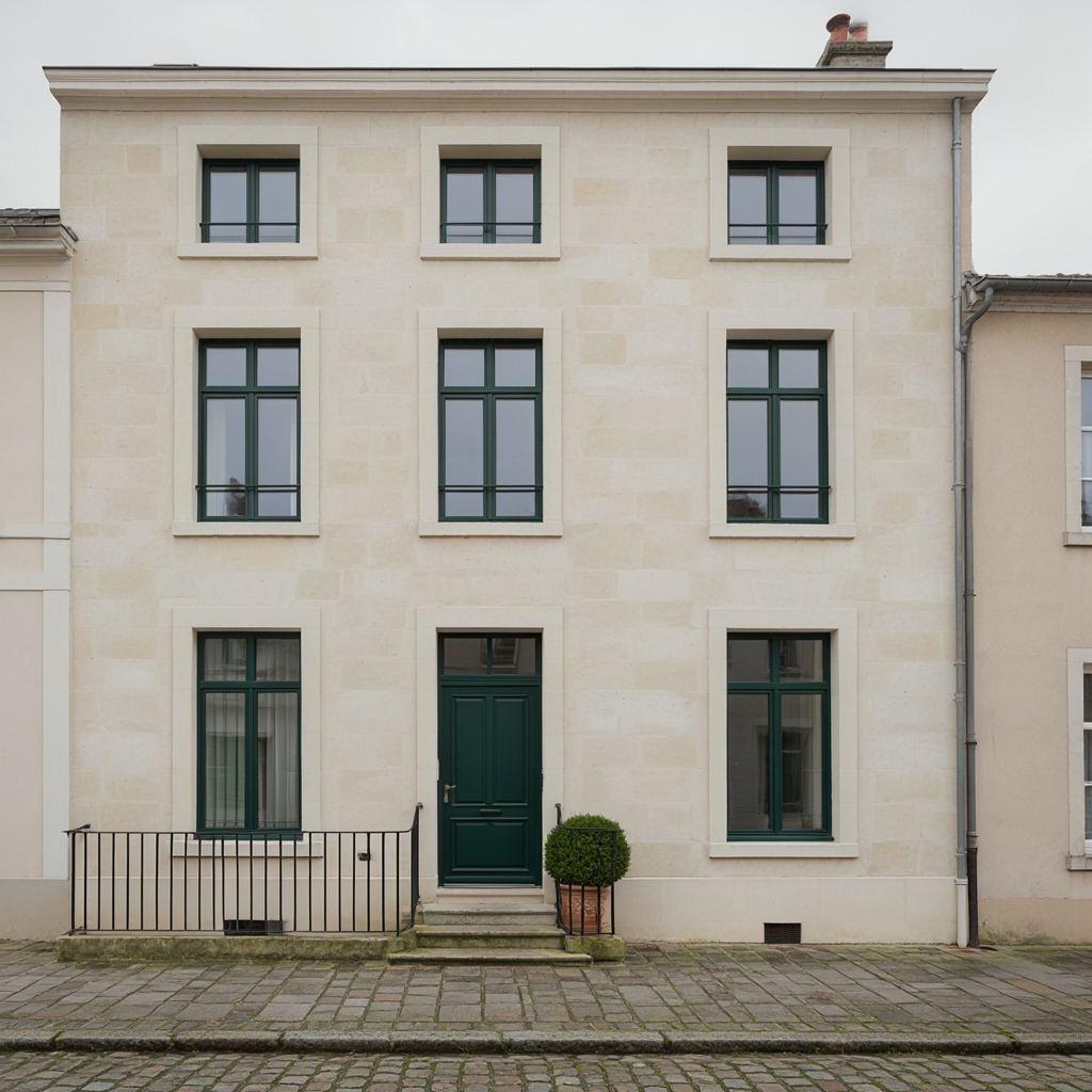 Gerenoveerd herenhuis met donkergroene kunststof kozijnen aan een stoep in Heemstede