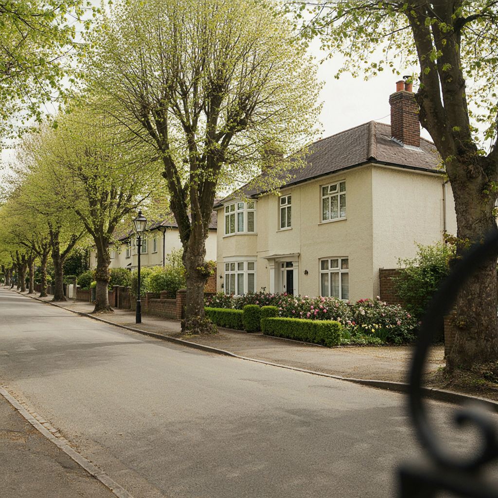 Elegante jaren-30 twee-onder-een-kap woning aan een laan in Heemstede met witte kunststof kozijnen