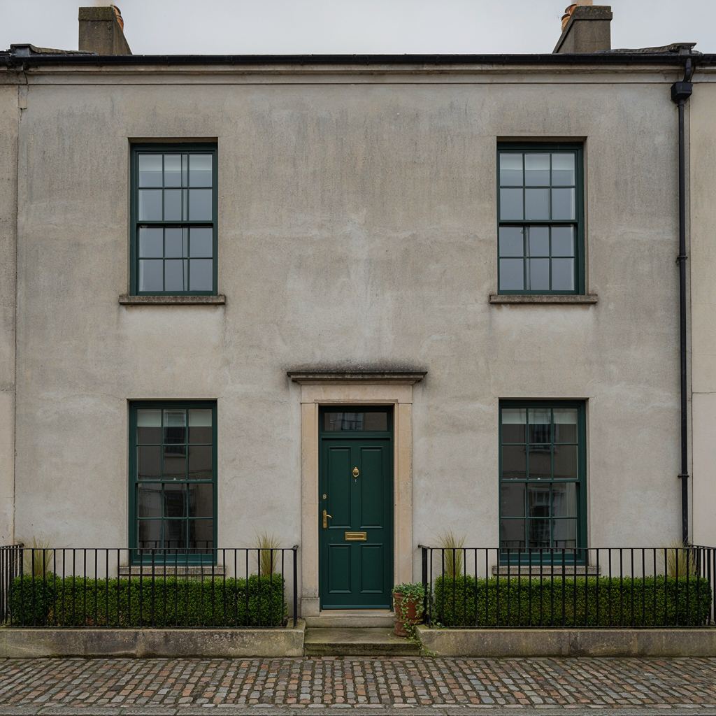 Gerenoveerd herenhuis met donkergroene kunststof kozijnen aan een stoep in Overveen