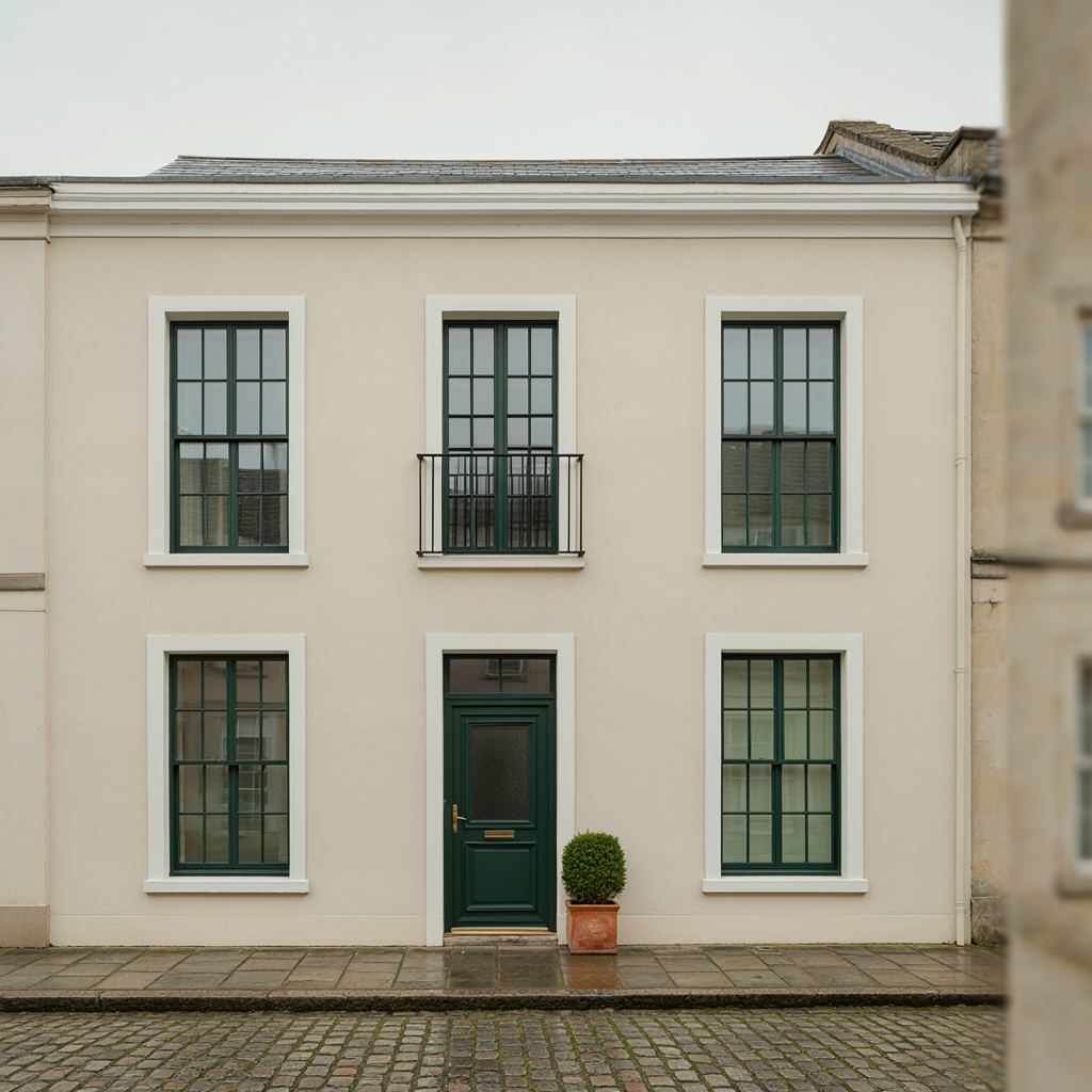 Gerenoveerd herenhuis met donkergroene kunststof kozijnen aan een stoep in Spaarndam