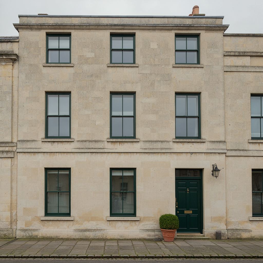 Stijlvolle twee-onder-een-kapwoning in de sfeer van de jaren dertig, voorzien van donkergroene kunststof kozijnlijsten