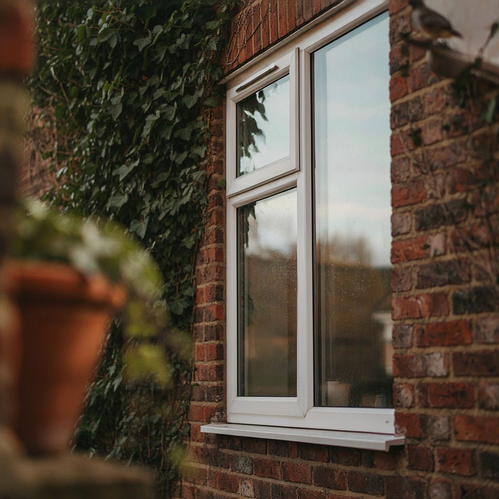 Zijaanzicht van een wit kunststof draaikiepraam met HR++ glas, geplaatst in een woning in Halfweg